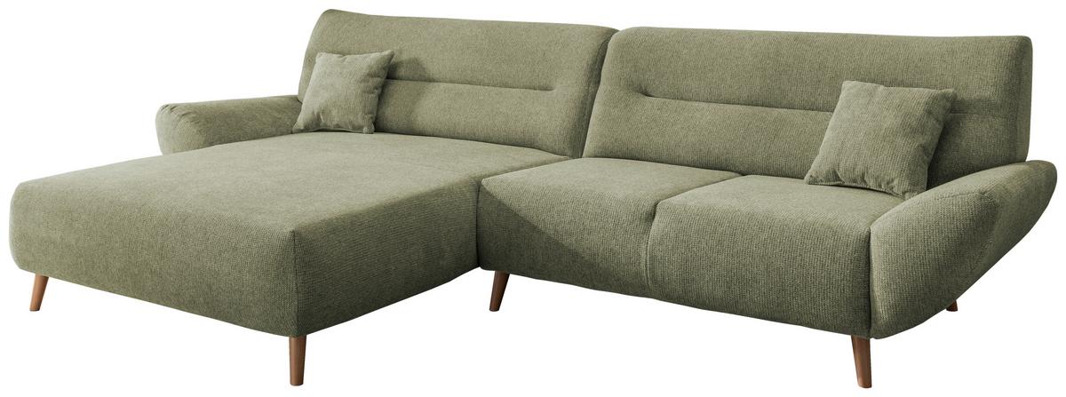 Ecksofa Drago Grün S: 166/290 Cm - Wildeiche/Grün, MODERN, Holz/Textil (166/290cm) - MID.YOU