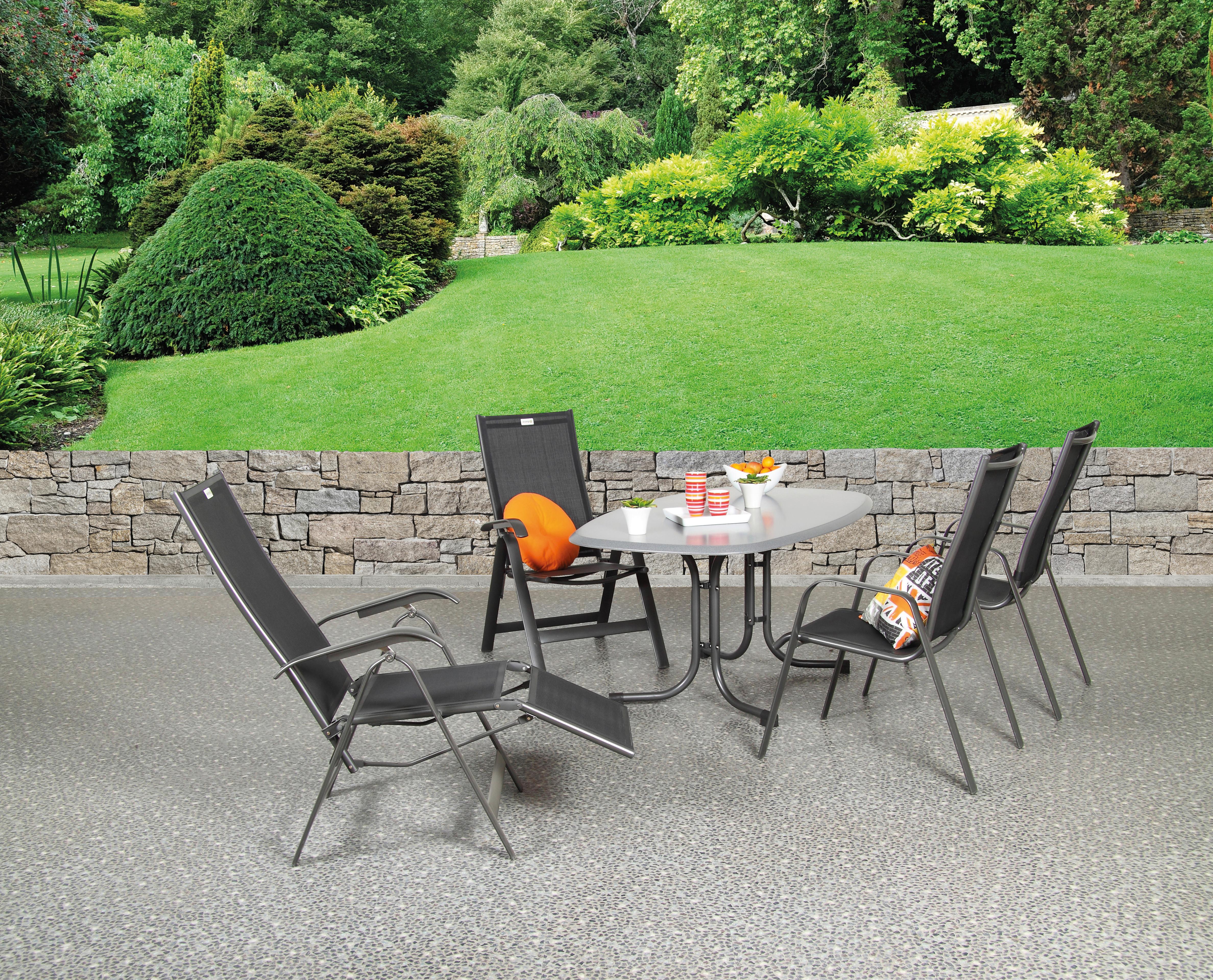 Gartensessel Acamp Metall/Textil - Anthrazit/Schwarz, Basics, Textil/Metall (68/116/61cm) - Acamp