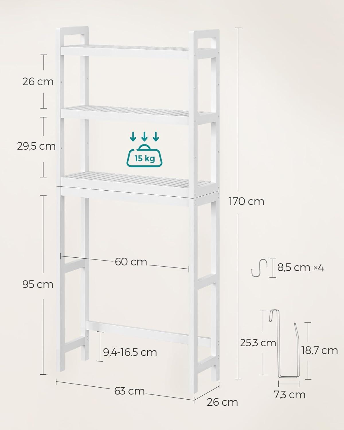 Over The Toilet Storage Weiß B: 63 cm - Weiß, Basics, Naturmaterialien (63/170/26.1cm)