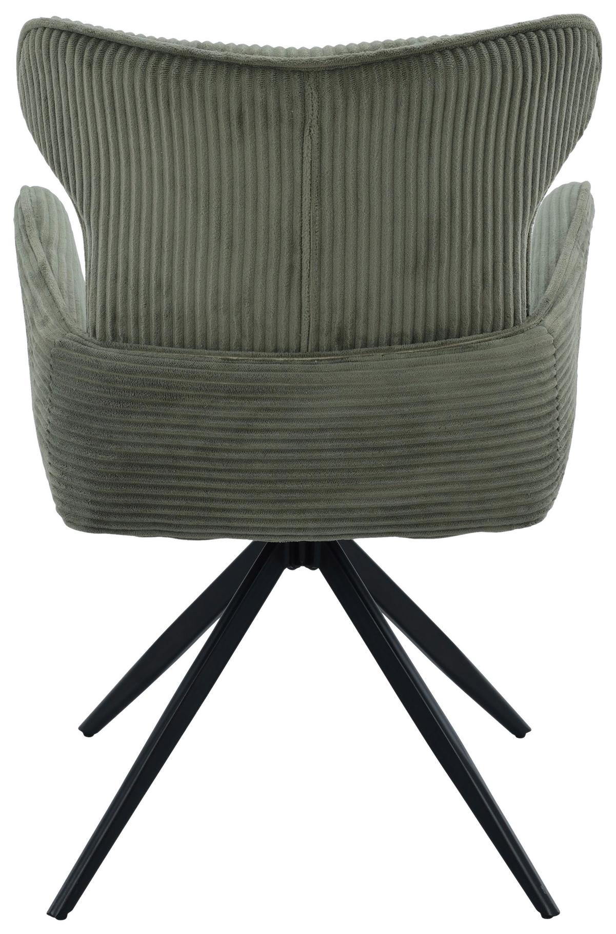 Armlehnstuhl Matilde Grün/Schwarz B: 57 cm - Schwarz/Grün, MODERN, Textil/Metall (57/86/64cm) - Livetastic
