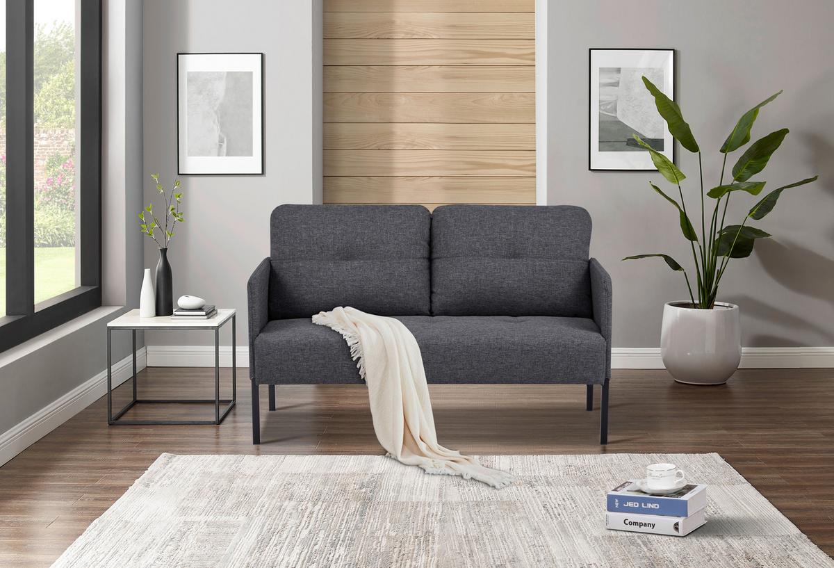 Sofa Milon Grau B: 126 cm - Schwarz/Grau, MODERN, Textil (126/79/70,5cm) - P & B