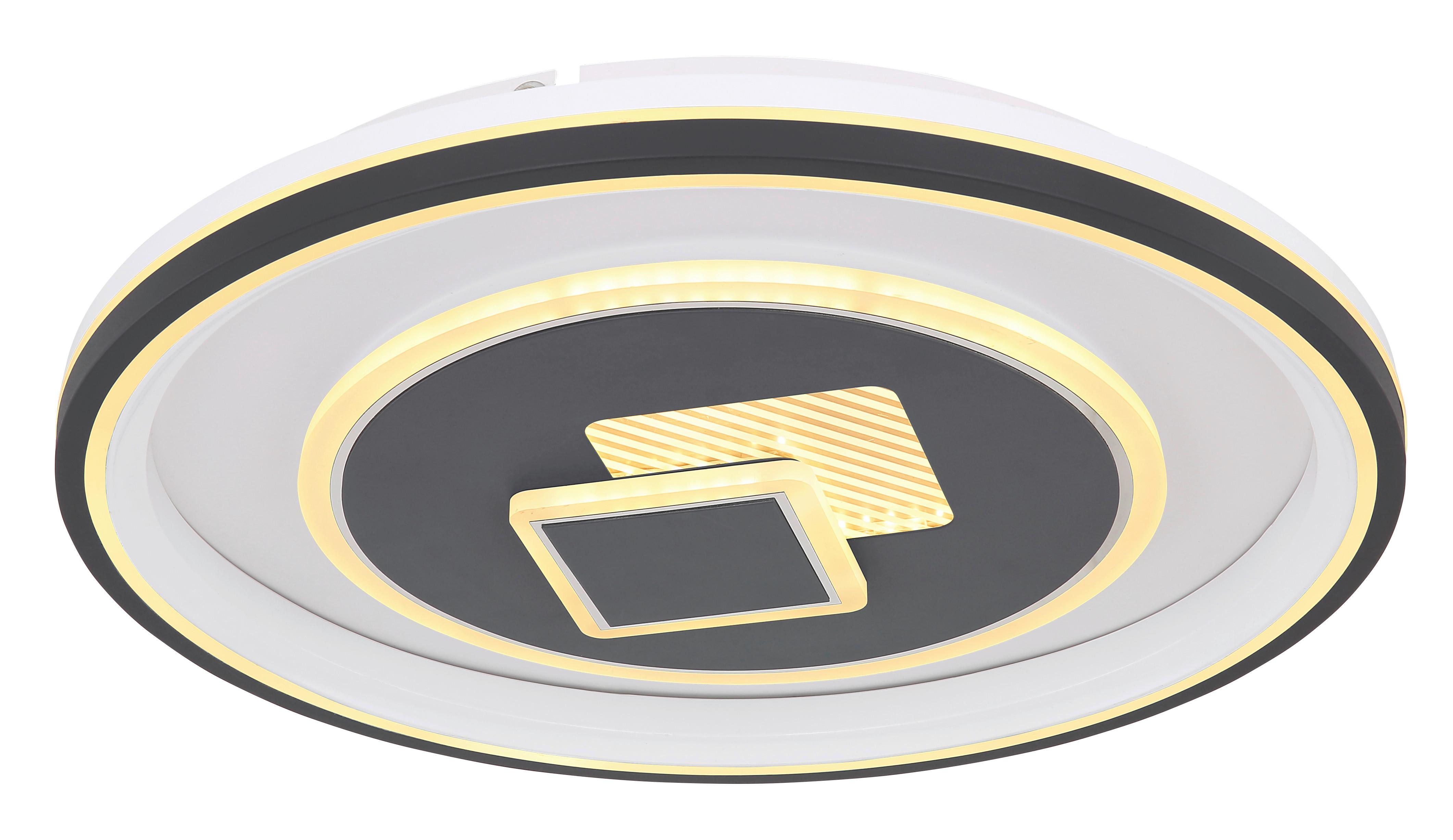 Led-deckenleuchte Ø 50 Cm Mit Stufenschalter + Fernbedienung - Opal/Graphitfarben, Design, Kunststoff/Metall (50/7cm) - Globo