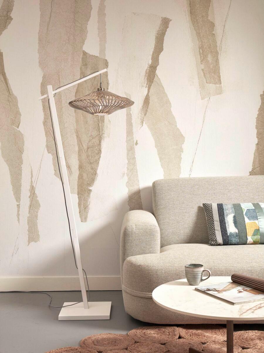 Stehleuchte Zanzibar/Fs/Ad/W/4012/W - Weiß, Trend, Naturmaterialien (63/40/150cm) - Good & Mojo