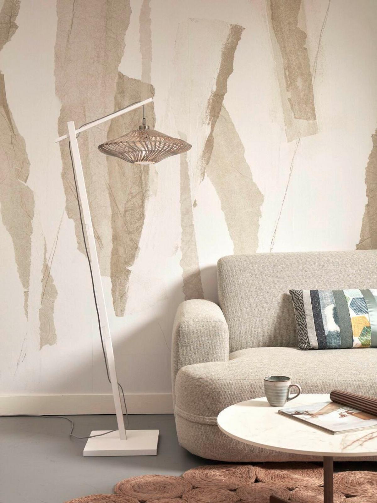 Stehleuchte Zanzibar/Fs/Ad/W/4012/W - Weiß, Trend, Naturmaterialien (63/40/150cm) - Good & Mojo