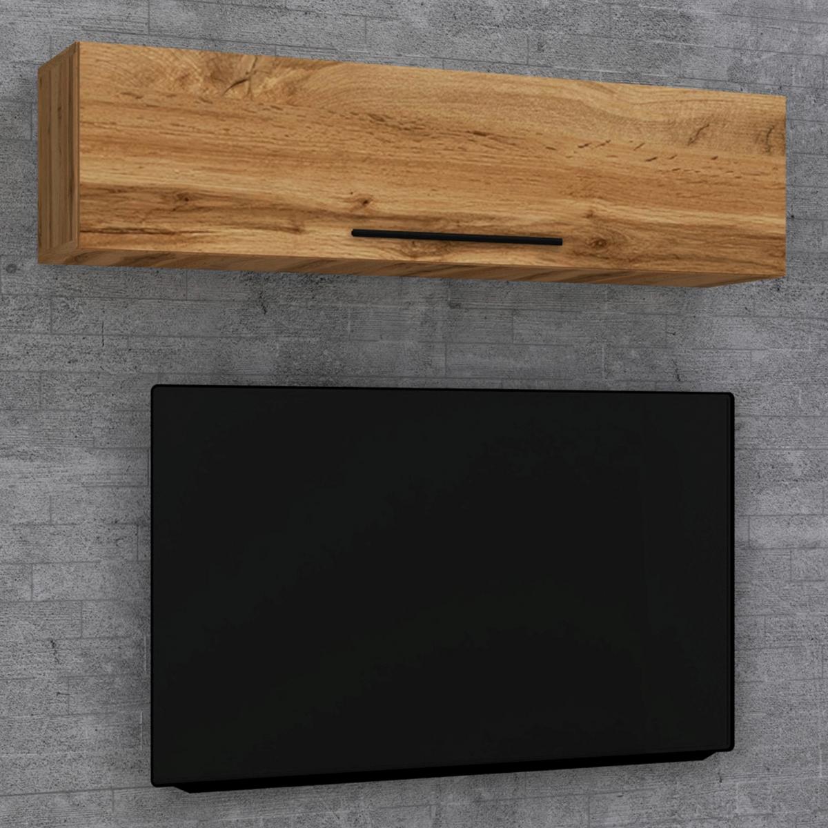 Nástěnný regál Arila š: 115 cm, dub medový - černá/medový dub, Moderní, kov/kompozitní dřevo (115/30/30cm) - MID.YOU