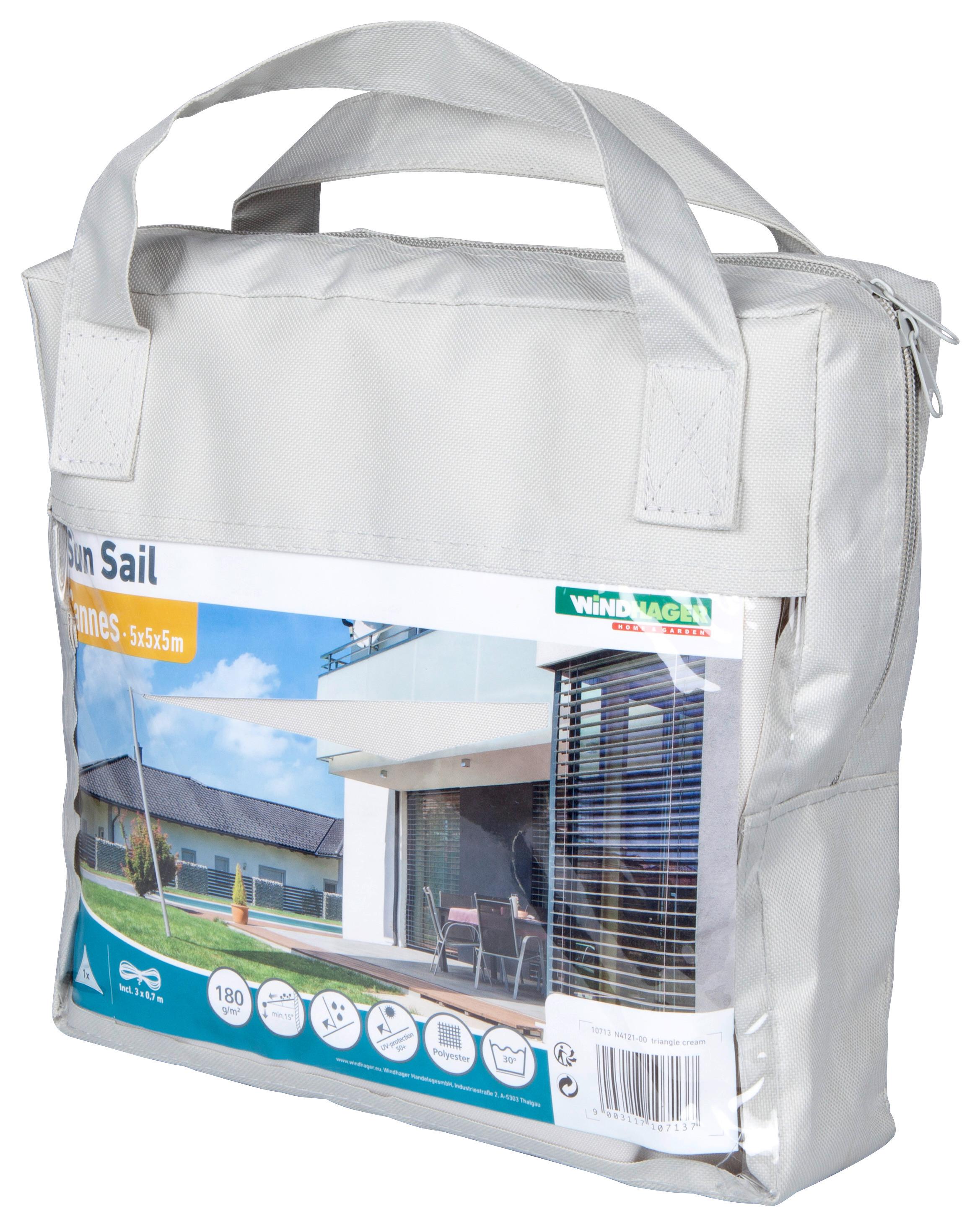 Sonnensegel Dreieck 5x5x5 M - Creme, Basics, Kunststoff (500/500/500cm)