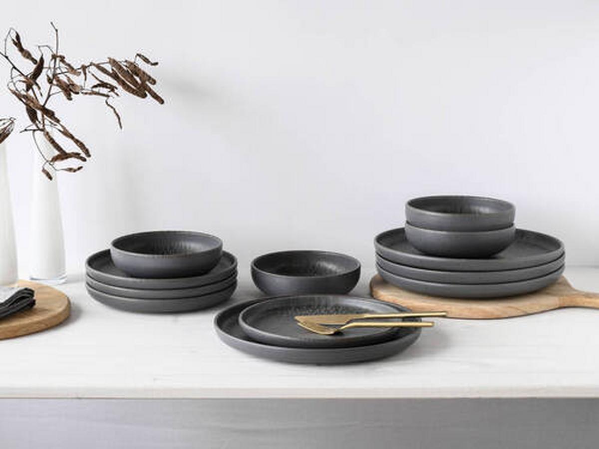 Tafelservice 21621 Uno Volcano - Anthrazit, Trend, Keramik - Creatable