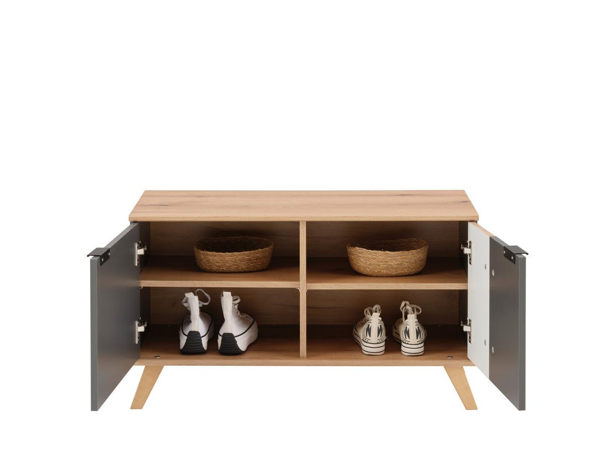 Garderobenbank Clever Anthrazit B: 90 cm - Eichefarben/Anthrazit, MODERN, Holzwerkstoff (90/52/38cm)