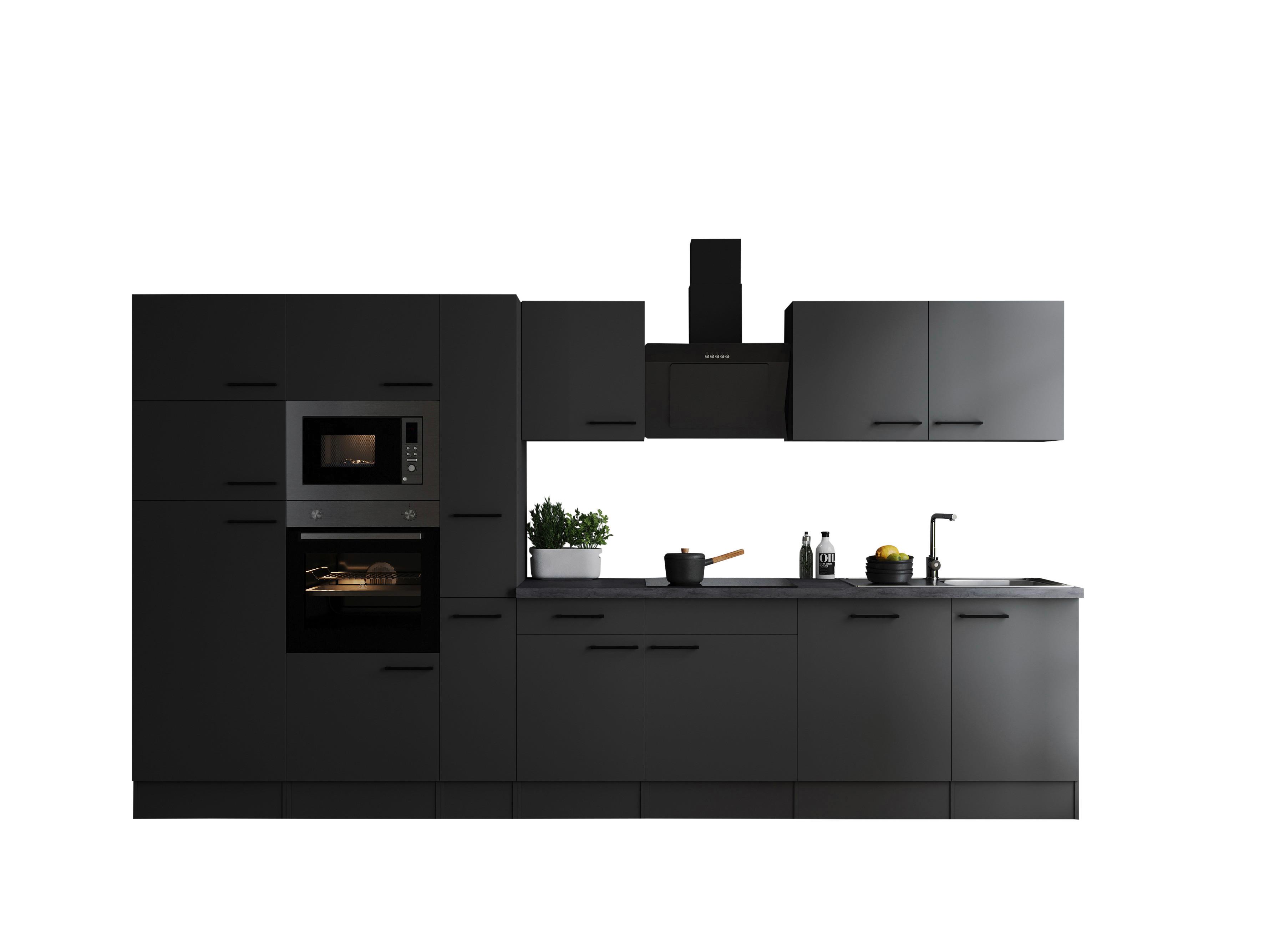 Küchenblock Oliver Dunkelgrau B: 370 Cm - Dunkelgrau/Grau, Design, Holzwerkstoff (370cm) - Respekta