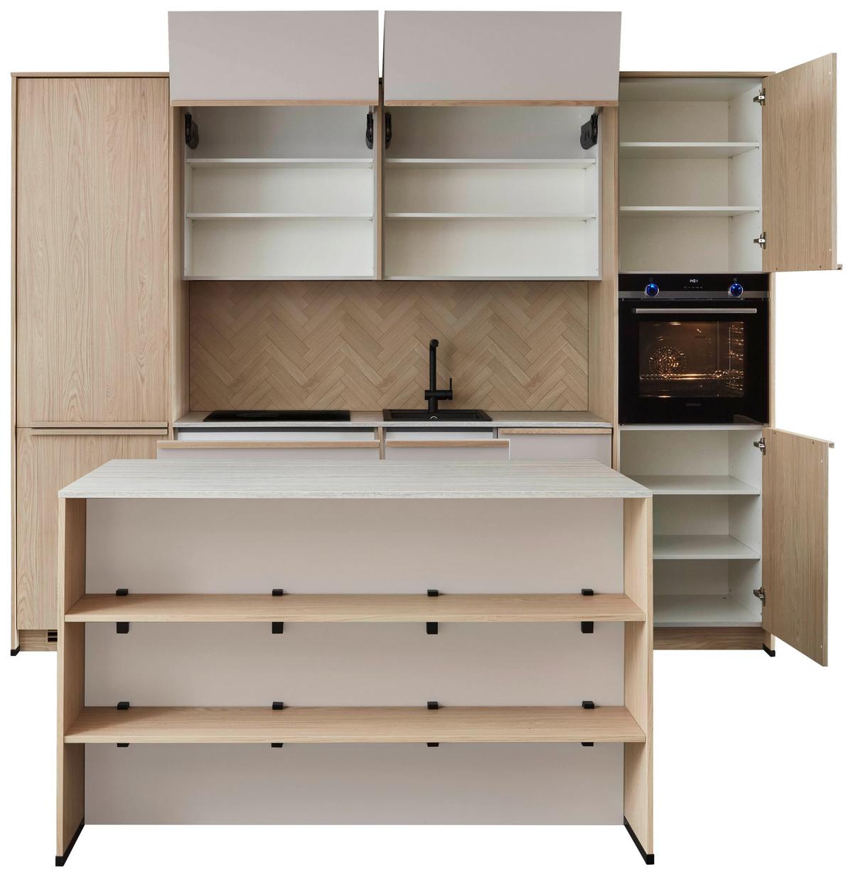 Küchenblock Sofia/singapur - Sandfarben/Eichefarben, LIFESTYLE, Holzwerkstoff (296,4cm) - Vertico