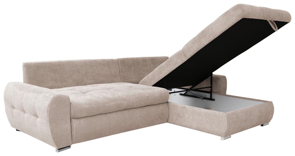 Rohová sedačka SOLAR, obojstranná, béžový velúr - biela/chrómová, Design, textil/plast (277/175cm) - Livetastic