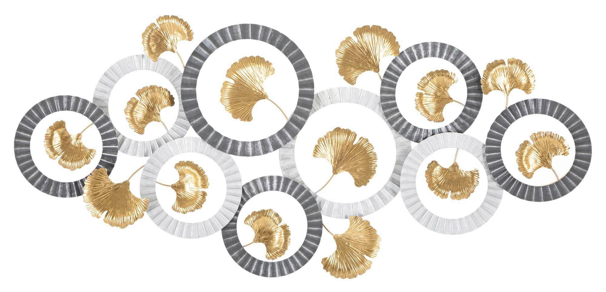 Wanddeko Arty A Gold, Grau, Weiß B: 126 cm - Goldfarben/Weiß, Basics, Metall (126/58/5cm)