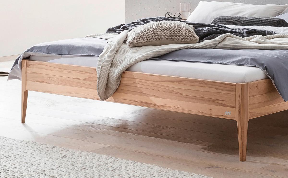 Bett Pieve Buche Dekor, 140x200 - Buchefarben, Basics, Holz (140/200cm) - Hasena