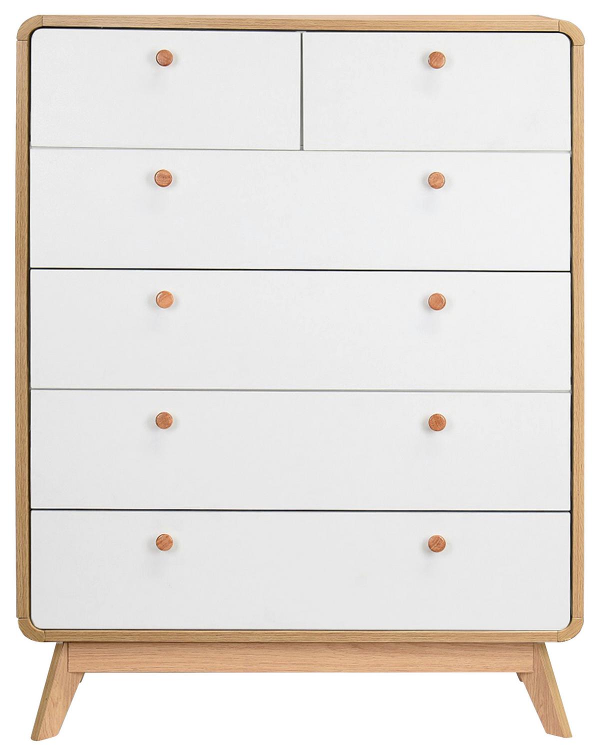 Kommode Cassie Weiß 81 cm - Eichefarben/Weiß, Design, Holzwerkstoff (81/104/39cm) - MID.YOU