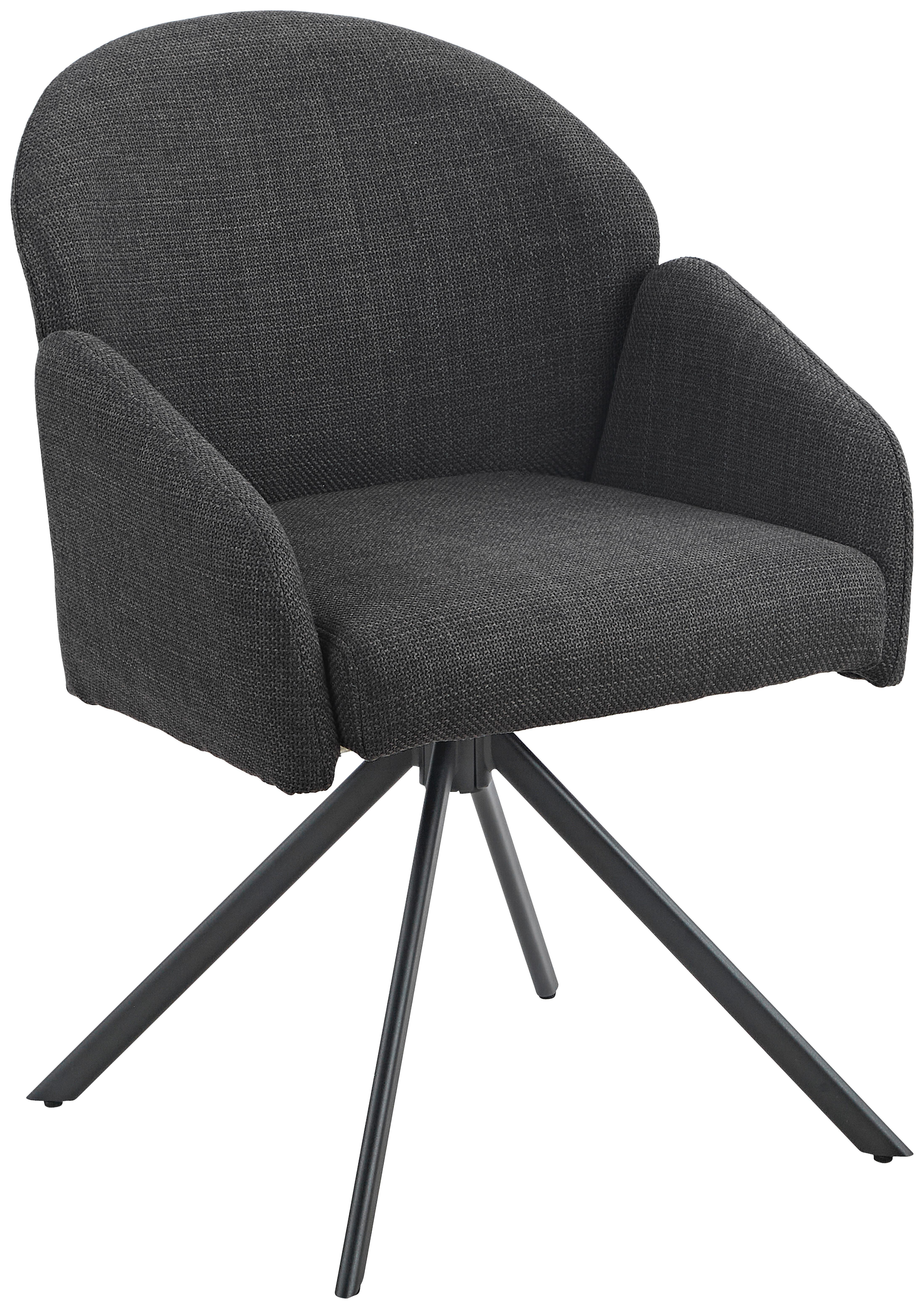 Armlehnstuhl Holly drehbar Webstoff anthrazit, B: 56,5 cm - Anthrazit, MODERN, Textil/Metall (56,5/61/84cm)