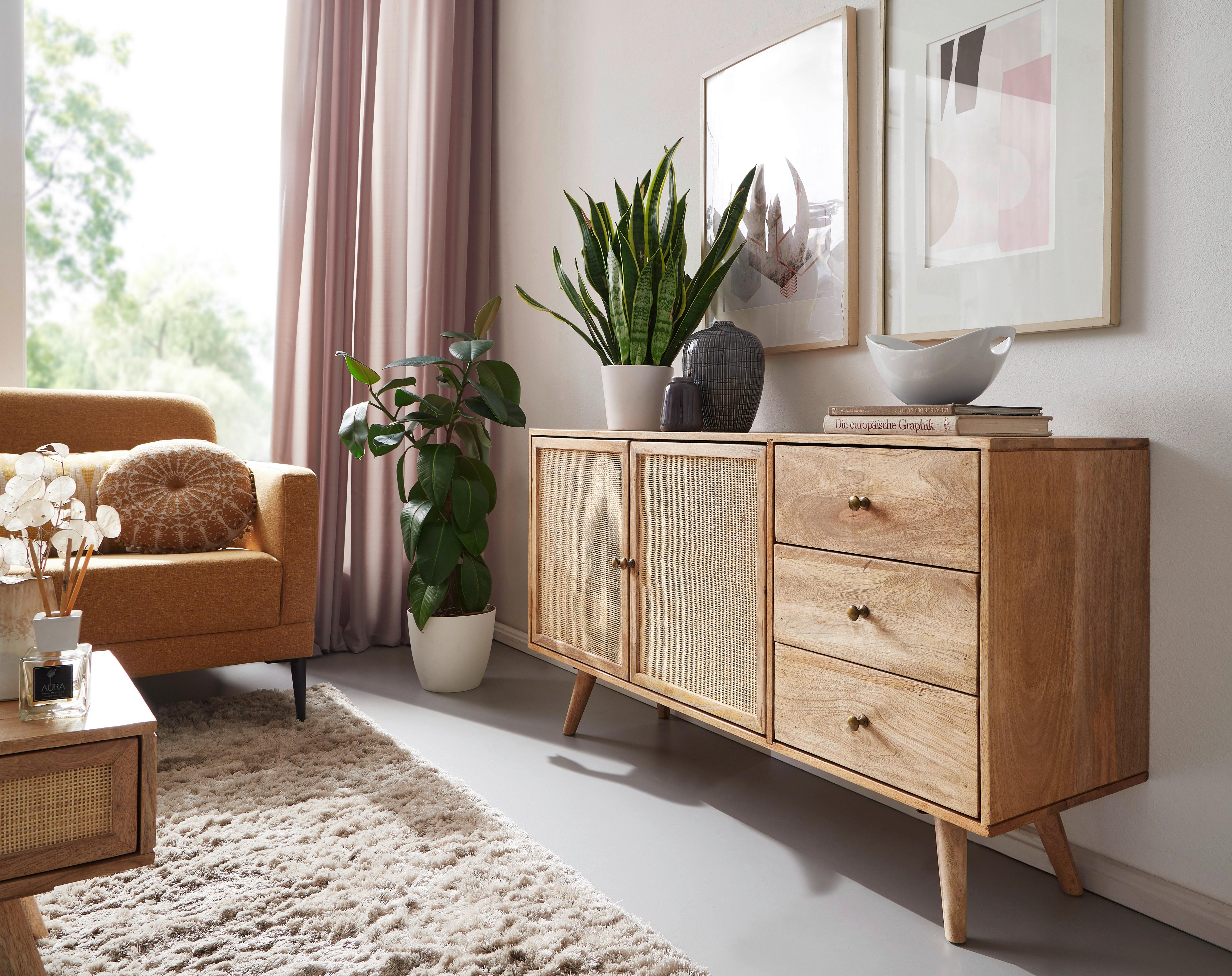 Sideboard Mangoholz Braun B: 140 cm - Braun, Design, Holz (140/75/40cm) - MID.YOU