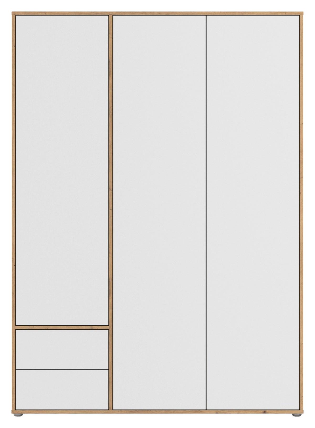 Drehtürenschrank Nabila Weiß Eiche Artisan Dek. - Weiß/Eiche Artisan, MODERN, Holzwerkstoff (140/194/53cm) - Rauch Möbel