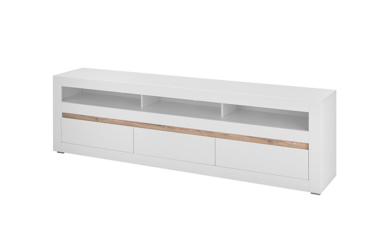 Lowboard Chester Weiß/Eichefarben B: 217cm - Eichefarben/Silberfarben, Design, Holzwerkstoff (217/63/42cm) - MID.YOU
