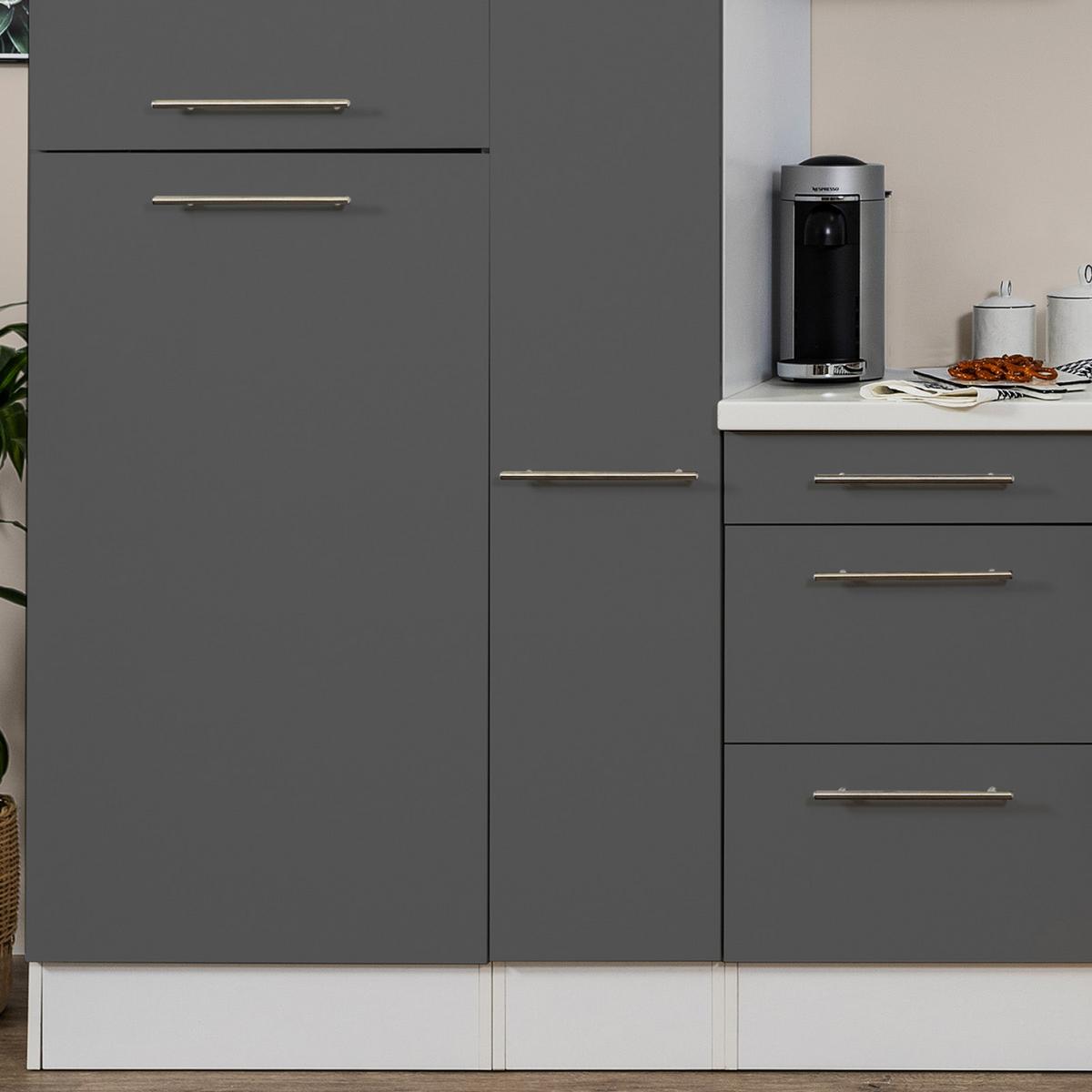 Küchenzeile Mit Geräten 300 Cm Grau/weiß - Weiß/Grau, KONVENTIONELL, Holzwerkstoff (300cm) - Respekta