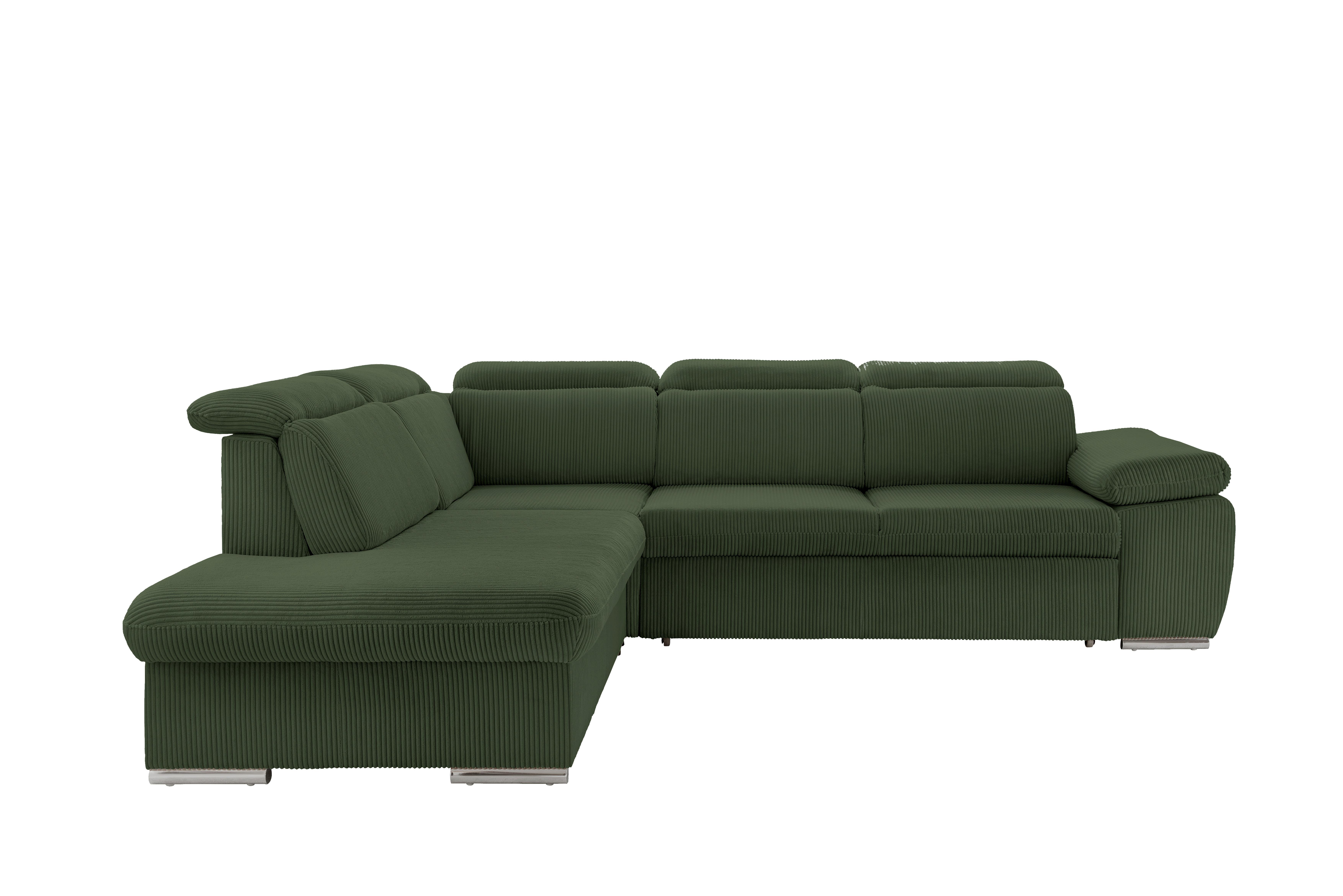 Ecksofa Vasto Dunkelgrün S: 228x283 cm - Chromfarben/Dunkelgrün, Design, Textil (228/283cm) - Livetastic