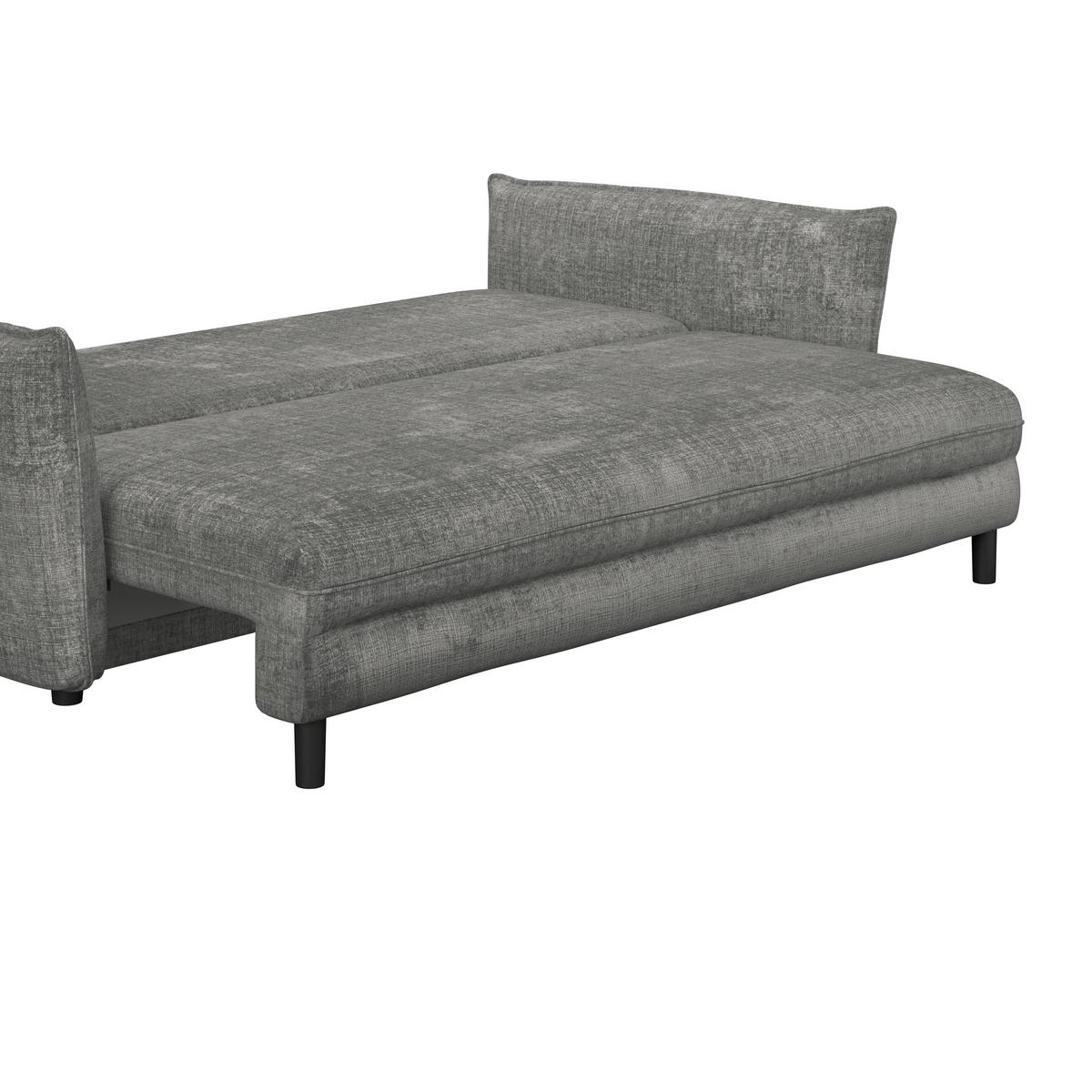 Schlafsofa Kairo Grau, Lf: ca. 190x150cm - Schwarz/Grau, ROMANTIK / LANDHAUS, Holz/Kunststoff (230/90/115cm) - James Wood