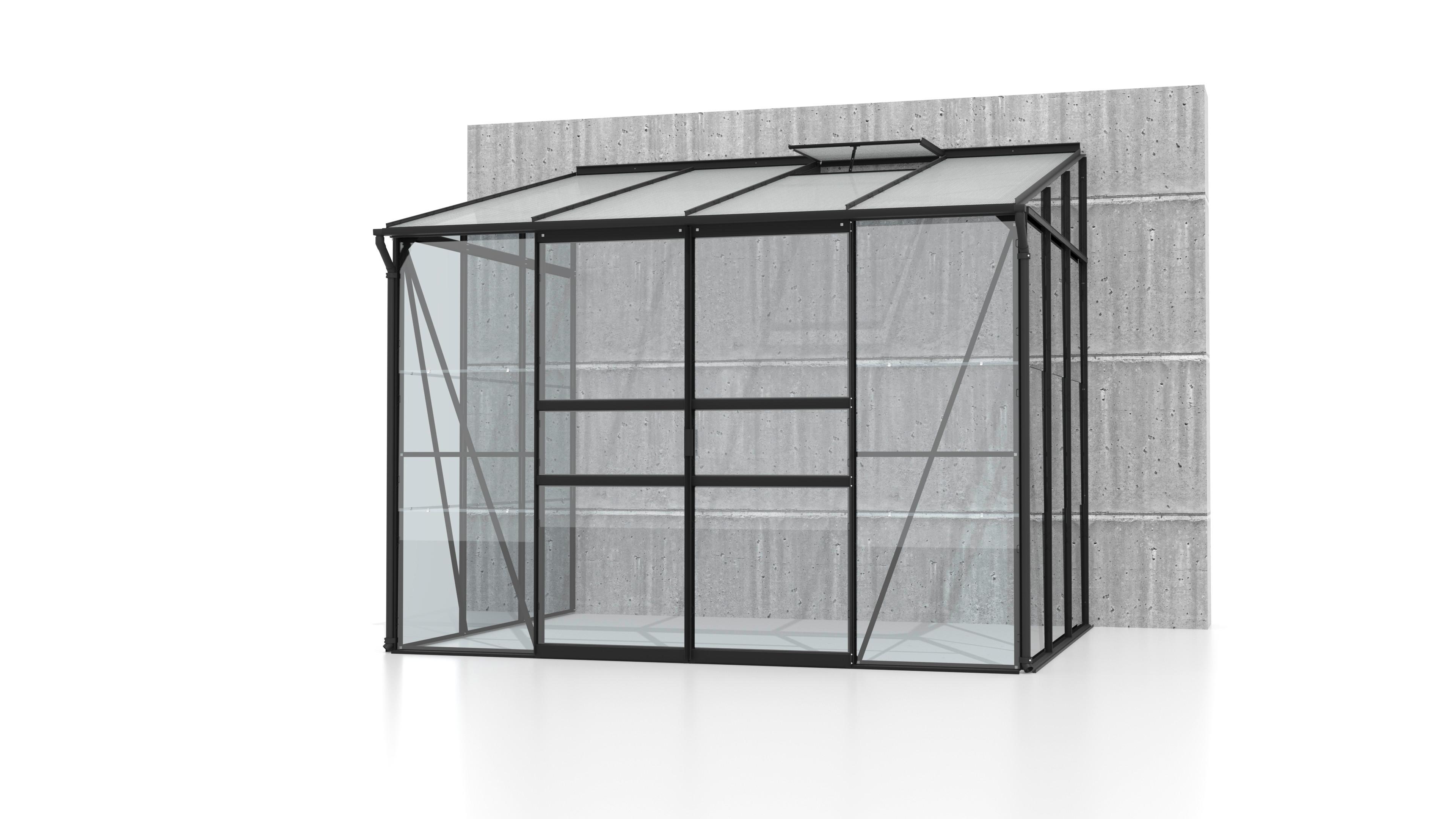 Gewächshaus 262,1x220,8x201,4 cm Aluminium - Schwarz, Basics, Glas/Kunststoff (262,1/220,8/201,4cm)
