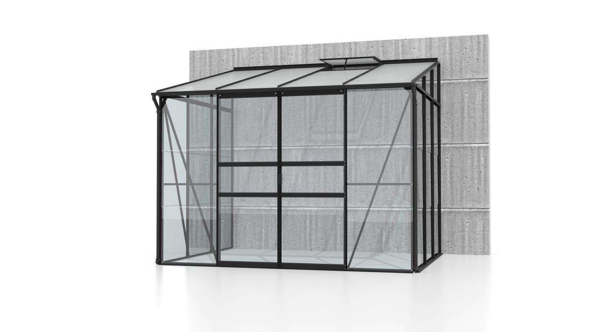 Gewächshaus 262,1x220,8x201,4 cm Aluminium - Schwarz, Basics, Glas/Kunststoff (262,1/220,8/201,4cm)