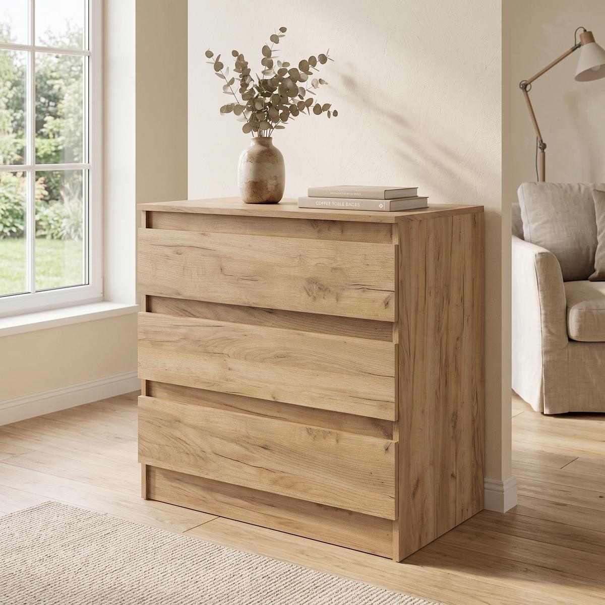 Kommode 80cm Zoro Eiche Artisan Dekor - Braun, MODERN, Holzwerkstoff (80/78/48cm)