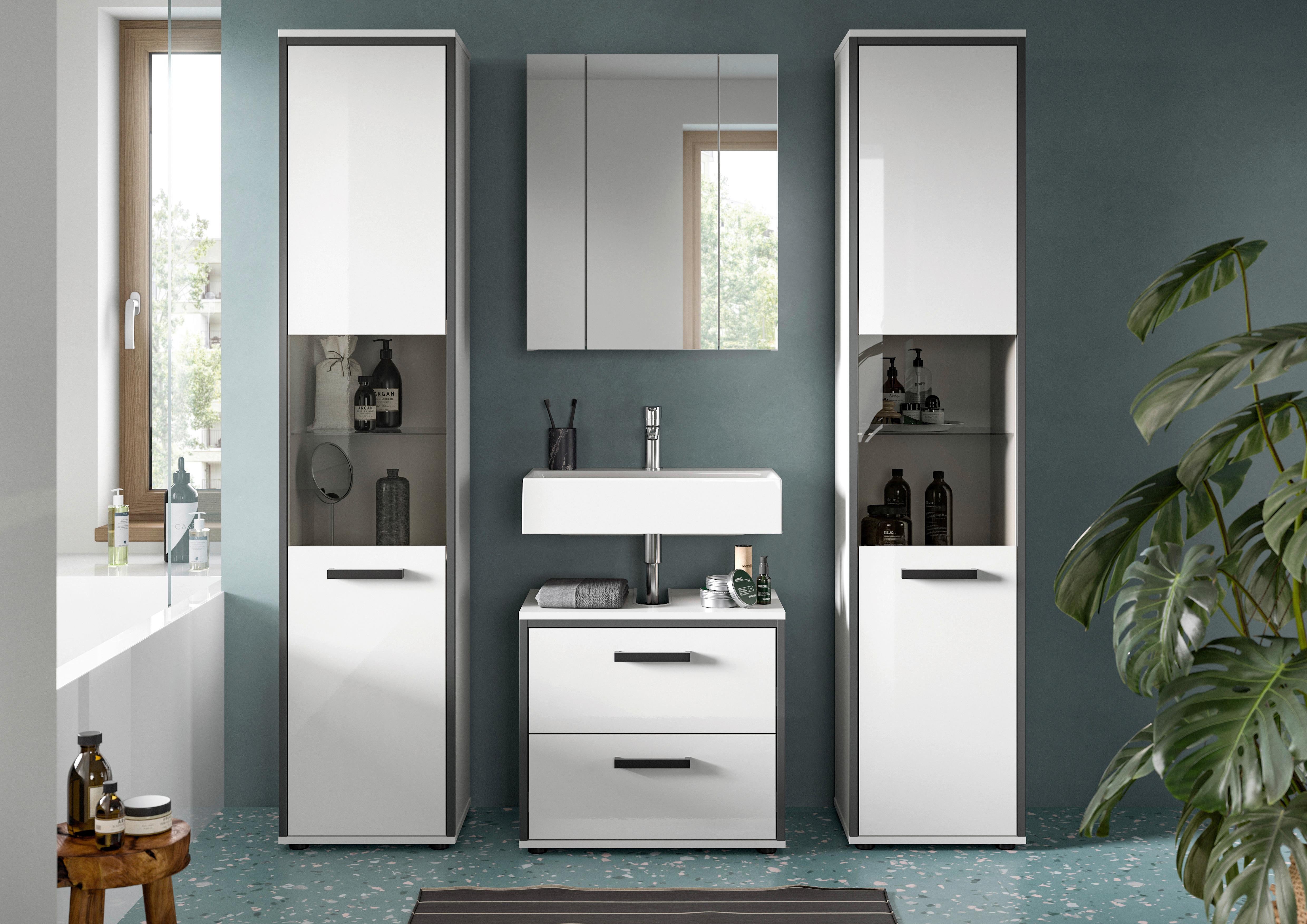 Badezimmer Kojak Weiß Hochglanz K: 140 Cm - Weiß Hochglanz, MODERN, Holzwerkstoff (140cm) - MID.YOU