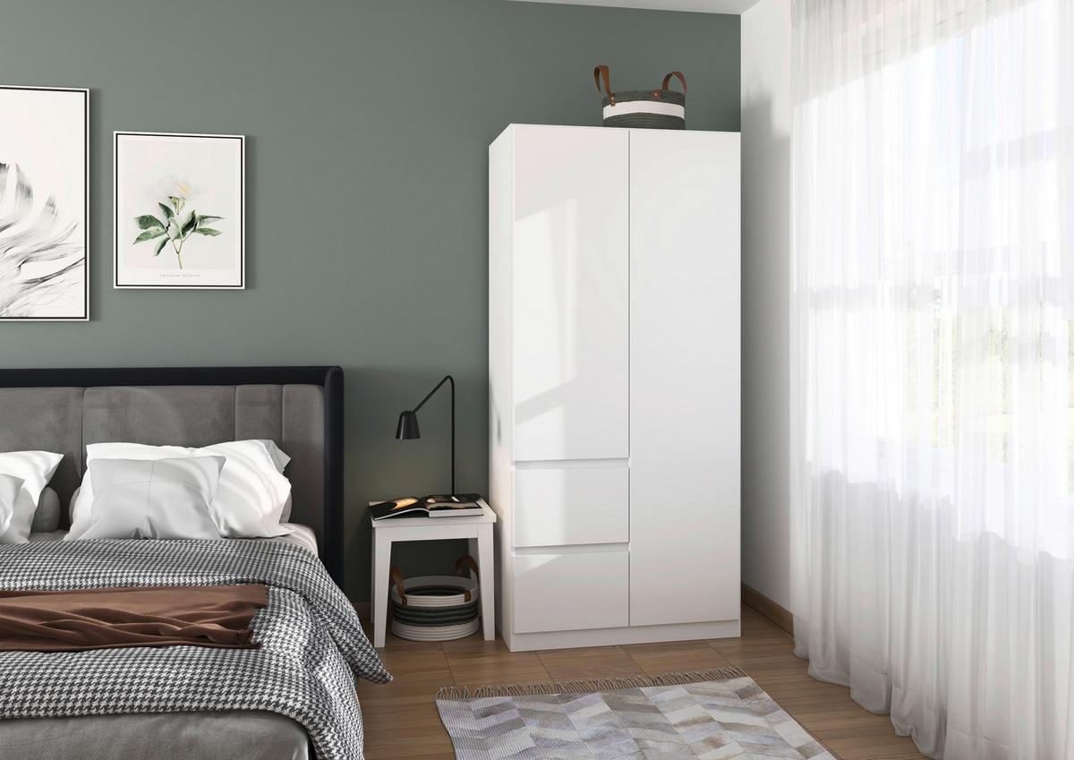 Nidda B: 91 cm Weiß Nidda - Weiß, Basics, Holzwerkstoff (91/197/54cm) - Rauch Möbel