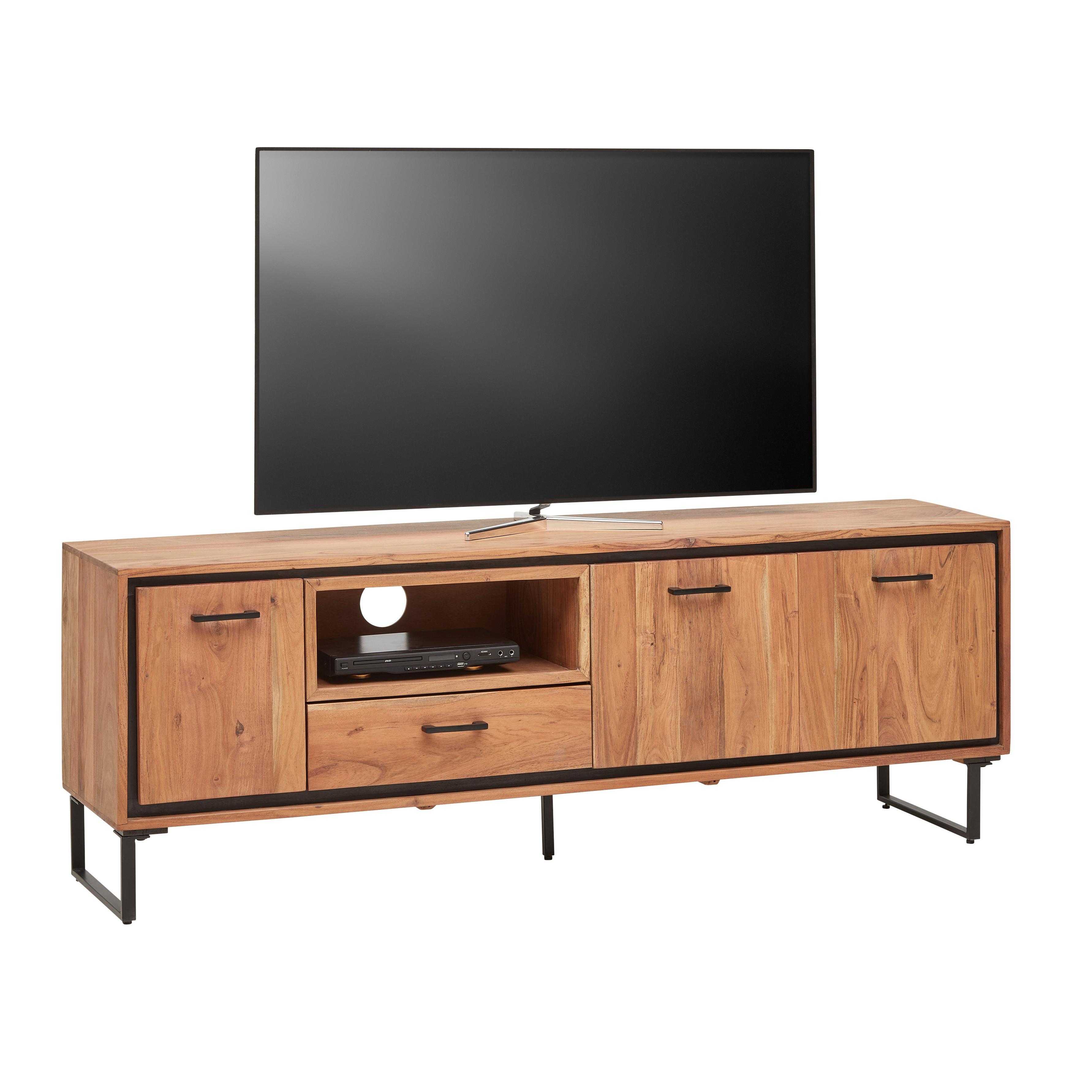 TV-díl SHIVA SHIVA - černá/barvy akácie, Moderní, kov/dřevo (177/60/40cm)