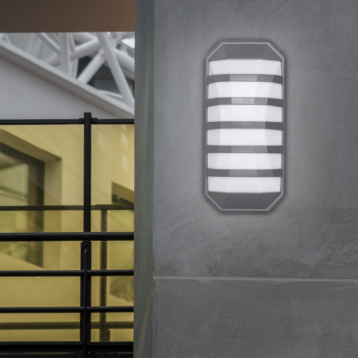 Led Kültéri Falikar Bolla - sötétszürke/fehér, Basics, műanyag (8/12,3/26cm)