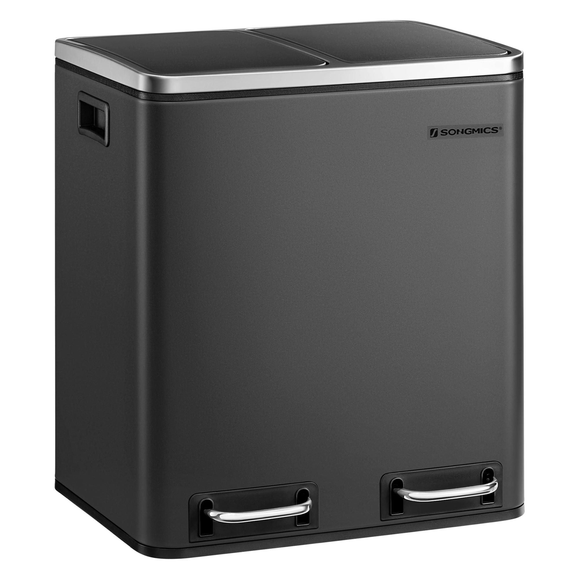 Abfallsammler Schwarz/silberfarben B: 41 Cm - Silberfarben/Schwarz, Basics, Kunststoff/Metall (41/47/36cm)