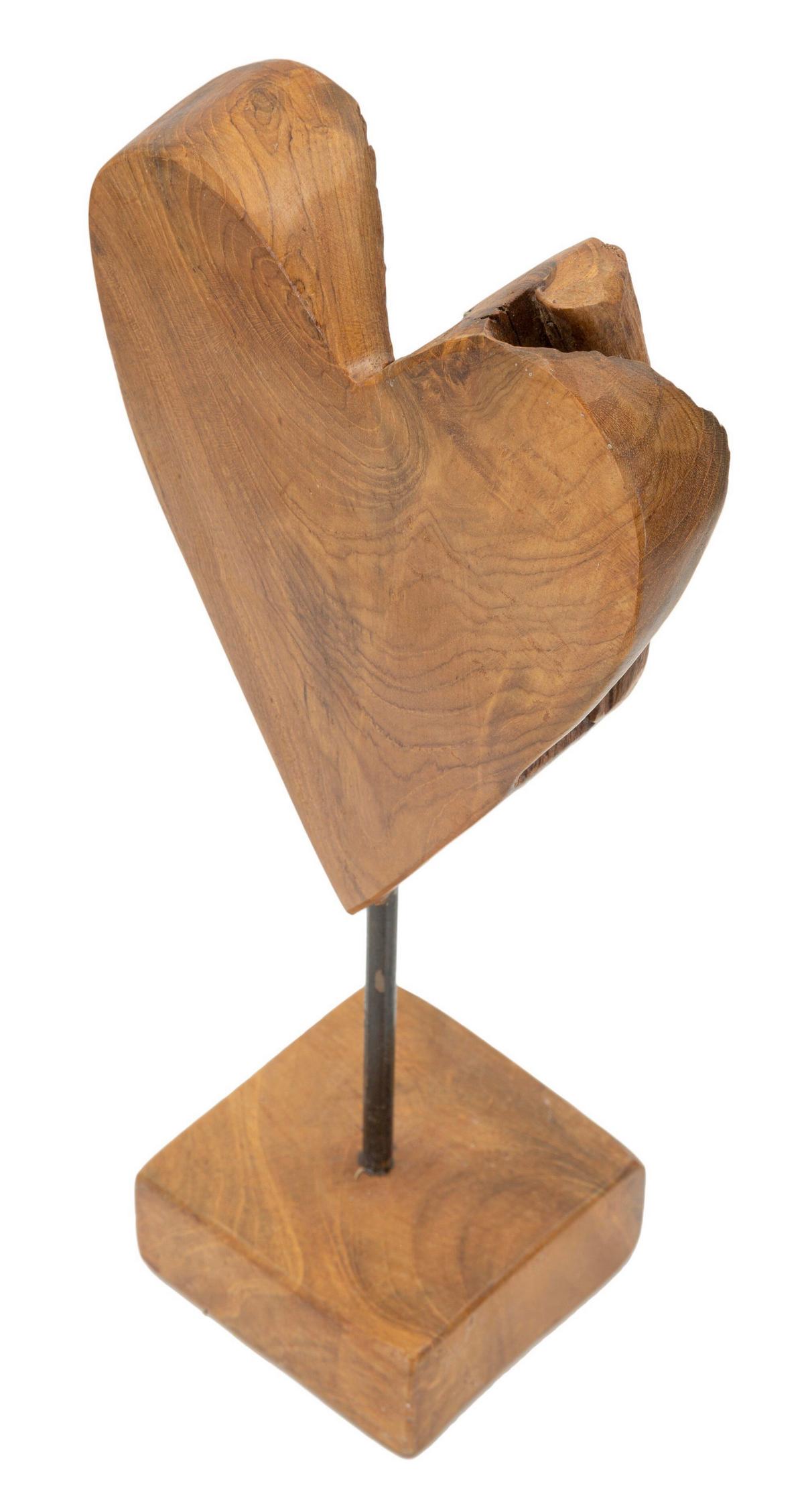 Skulptur Heart Teak Braun, B: 15 cm - Braun, Basics, Holz (15/35/10cm)
