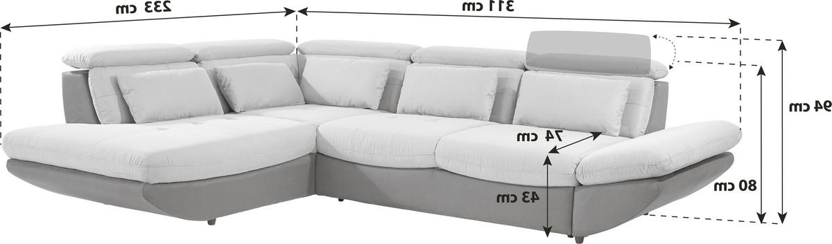 Ecksofa Mit Schlaffunktion Park Hellgrau 233x311 - Hellgrau/Schwarz, MODERN, Textil (233/311cm) - Luca Bessoni