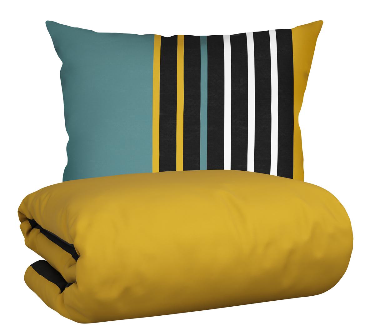 Povlečení Anton, 70x90/140x200cm - zelená/žlutá, Konvenční, textil (140/200cm) - Modern Living
