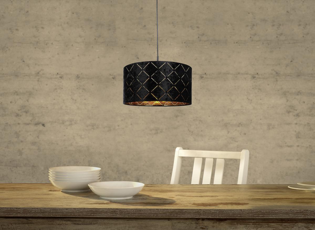 Függőlámpa Lorena - fekete, Romantik / Landhaus, textil/fém (38/120cm) - James Wood