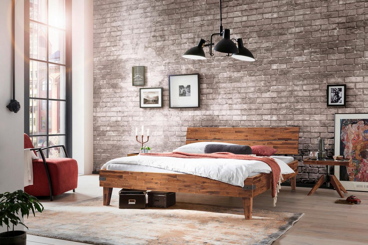 Bett Aloa, Braun 140x200 Cm - Braun/Akaziefarben, MODERN, Holz (140/200cm) - Hasena
