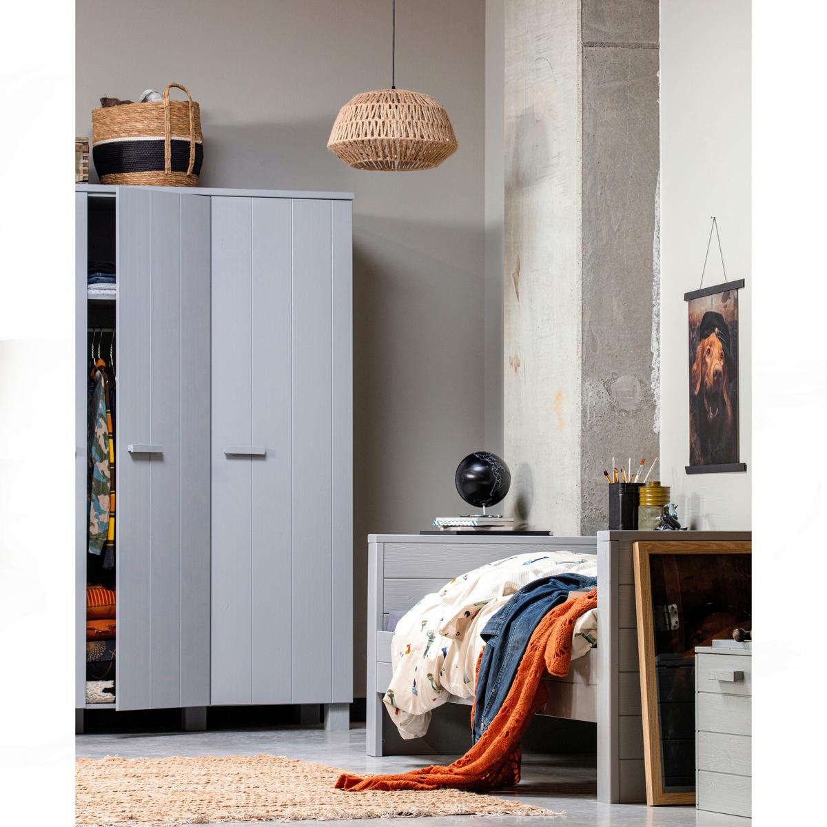 Garderobenschrank Dennis Grau B: 158 Cm - Grau, Design, Holz/Holzwerkstoff (158/202/55cm) - Livetastic