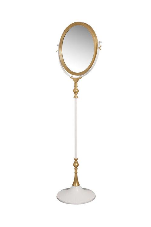 Standspiegel Eleganca Rund 62x173x40 cm Metallrahmen Weiß - Weiß, LIFESTYLE, Glas/Metall (62/173/40cm) - Kayoom