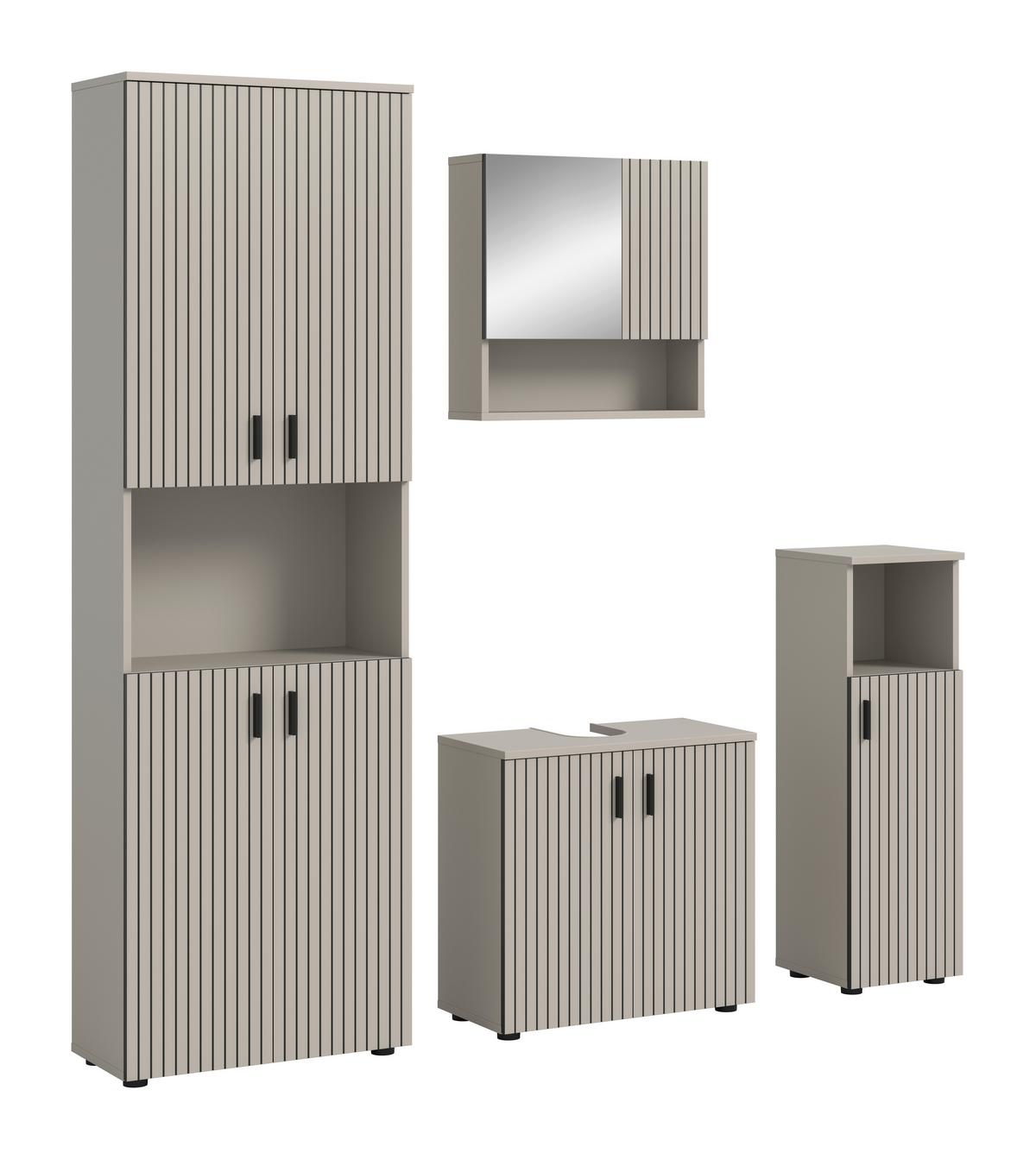 BADEZIMMER Mone Kaschmir B: 150cm - Kaschmir/Schwarz, Trend, Glas/Holzwerkstoff (150cm) - MID.YOU