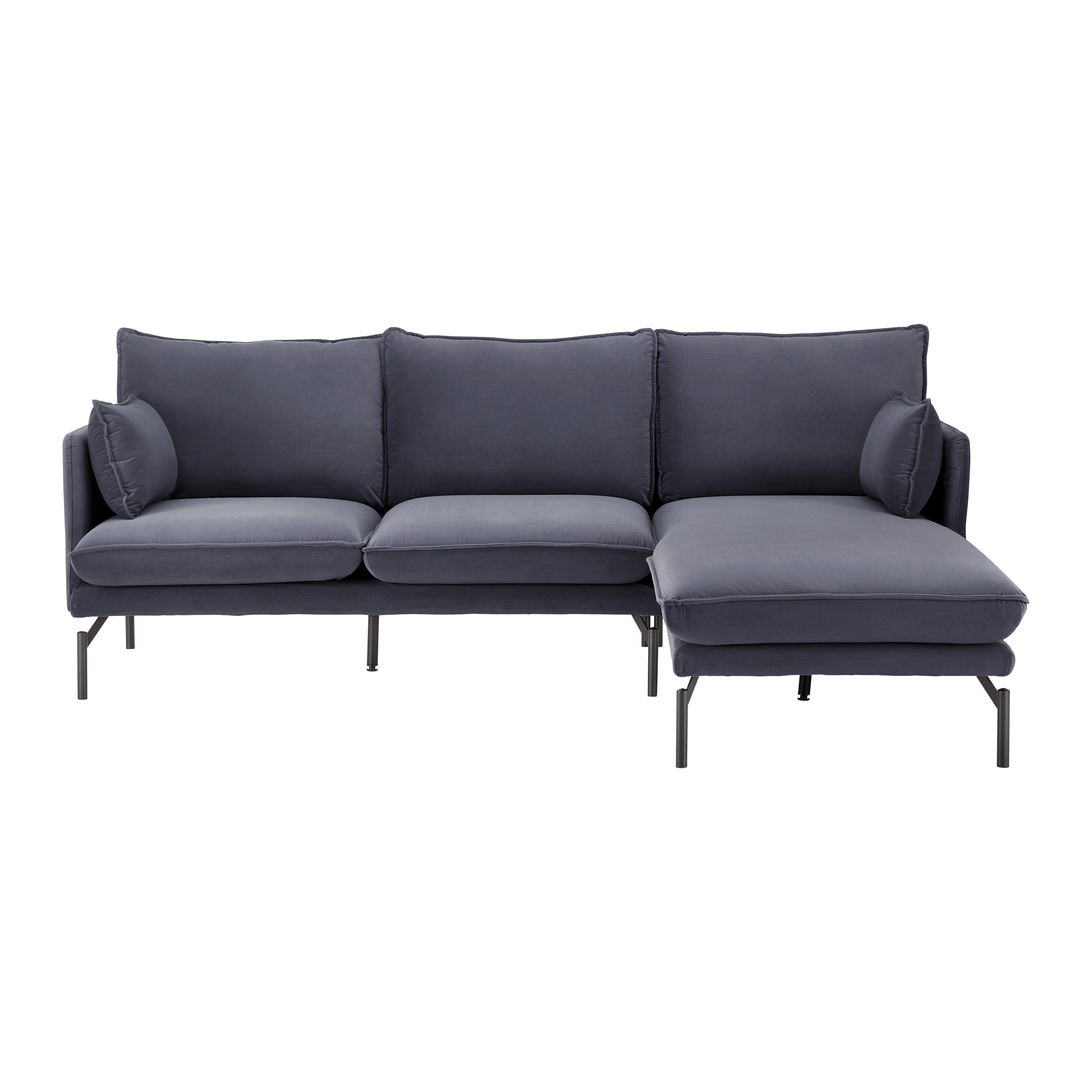 Sedací souprava ROSA šedá - šedá/černá, Moderní, kov/textil (226/163cm) - Bessagi Home