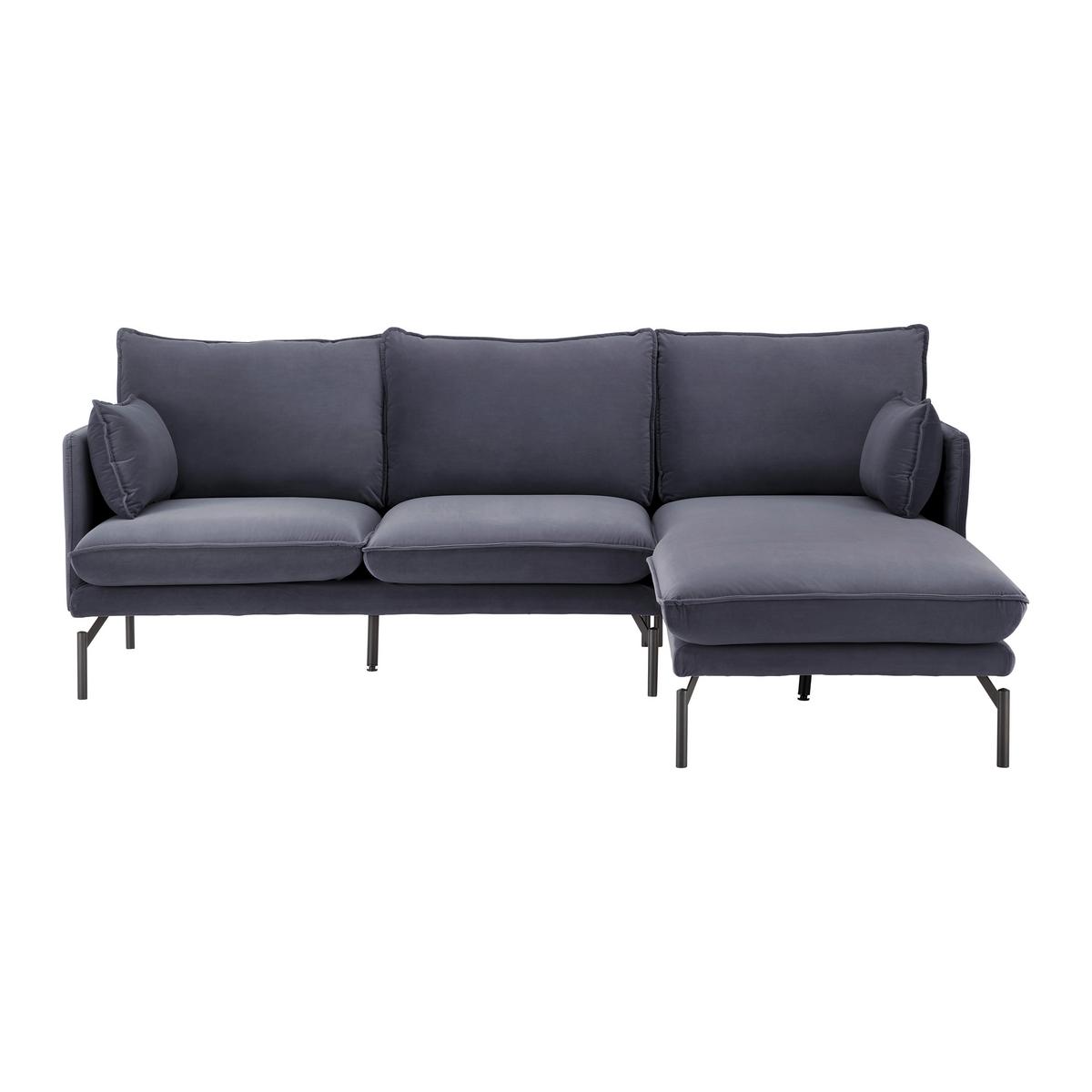 Sedací souprava ROSA šedá - šedá/černá, Moderní, kov/textil (226/163cm) - Bessagi Home