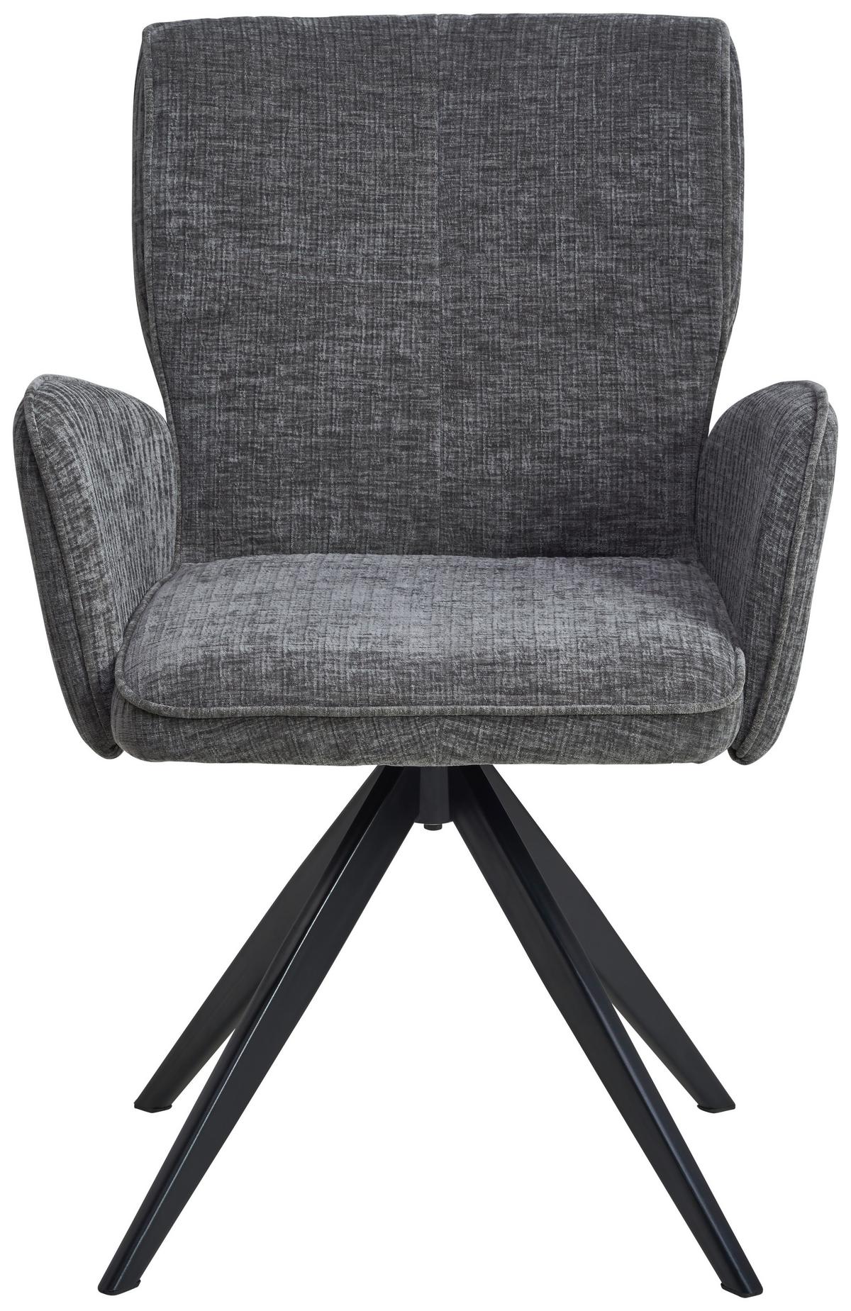 Armlehnstuhl Xilo Grau/schwarz Gepolstert - Schwarz/Grau, LIFESTYLE, Holz/Textil (60/89/63cm) - MID.YOU