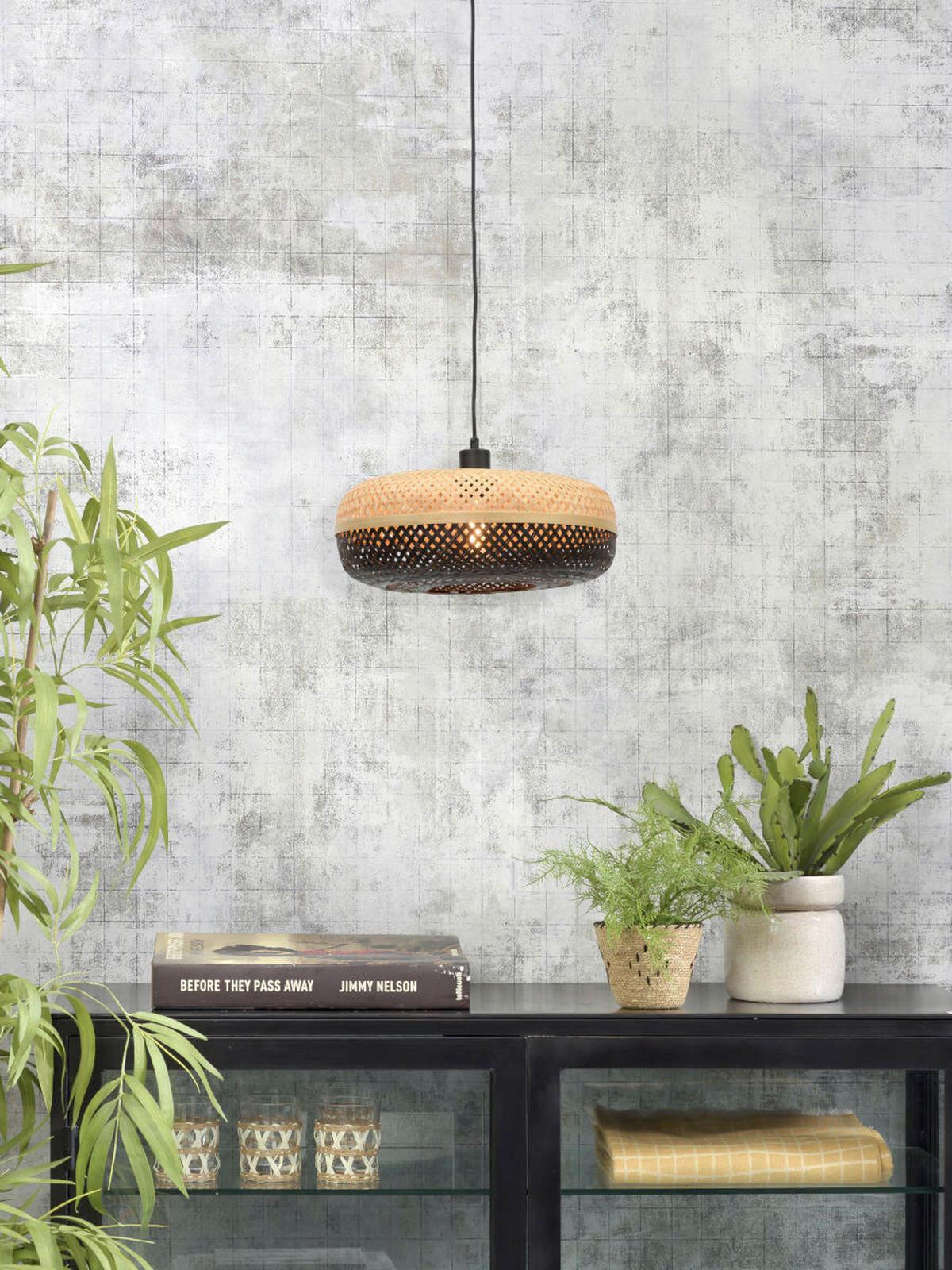 Hängeleuchte Palawan Naturfarben/Schwarz B: 40 cm - Schwarz/Naturfarben, Trend, Holz (40/40/17cm) - Good & Mojo