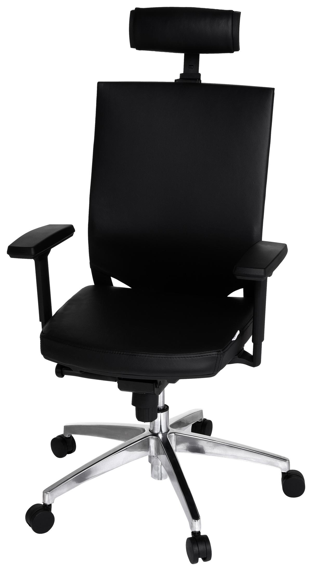 Drehstuhl Porto Max High Schwarz - Alufarben/Schwarz, MODERN, Leder/Kunststoff (59/117/49cm) - MID.YOU