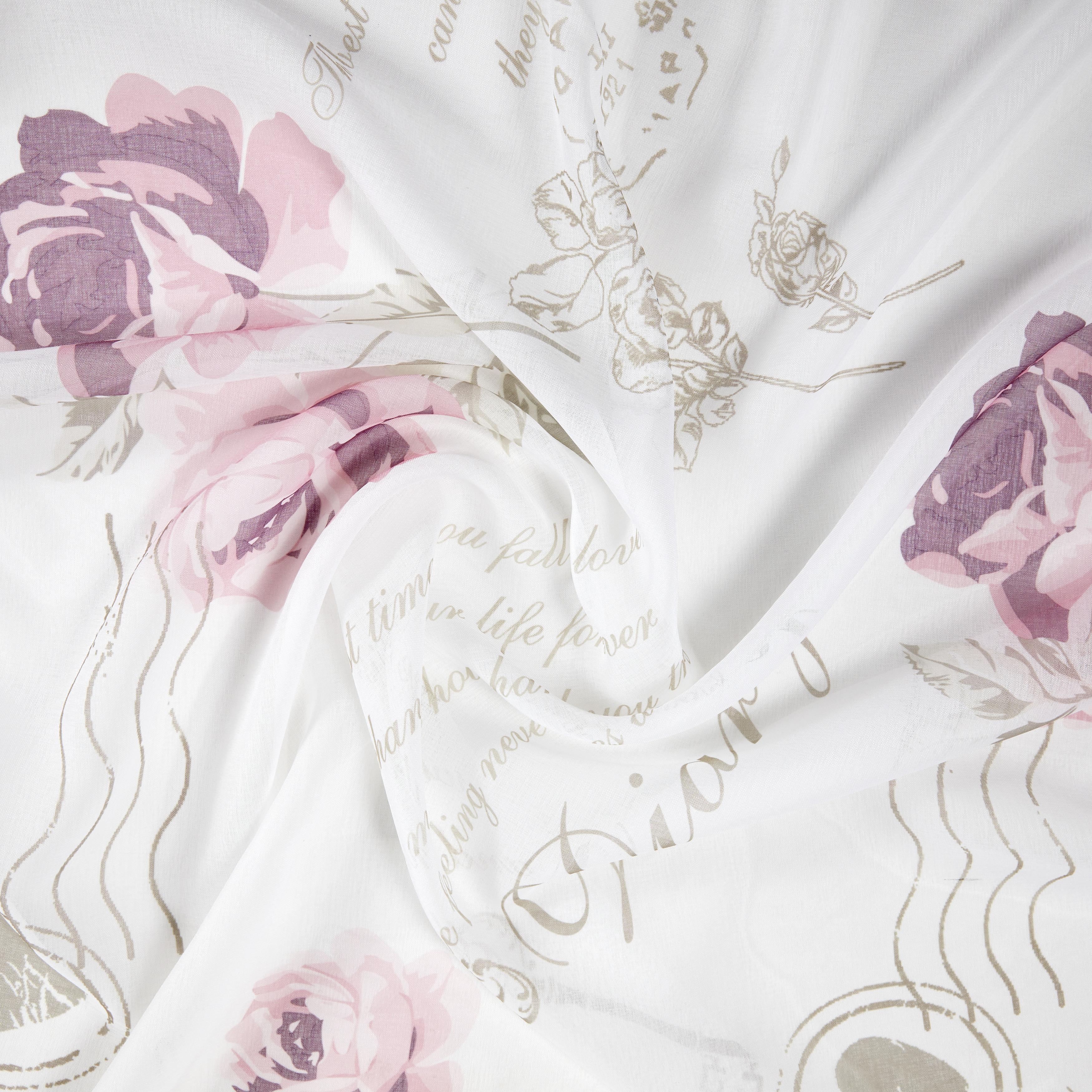 Záves S Krúžkami Diary Rose, 140/245cm, Biela - biela, Romantický / Vidiecky, textil (140/245cm) - Modern Living
