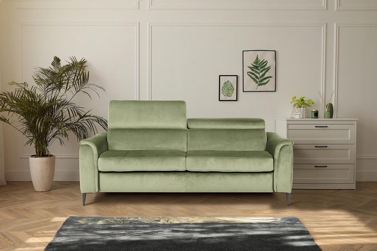 Schlafsofa Pafos Hellgrün B: 203 cm - Chromfarben/Hellgrün, Design, Textil (203/77-98/103cm) - MID.YOU
