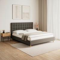 Čalouněná postel CESARO,180x200, tmavě šedá - tmavě šedá/přírodní barvy, Moderní, kov/dřevo (180/200cm) - PBJ