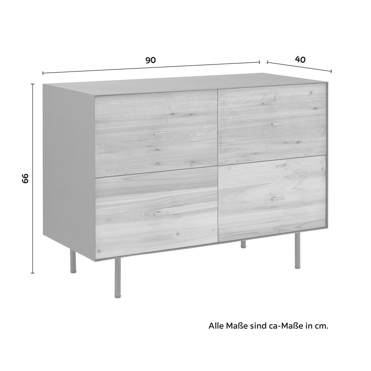 Komoda GIORGIA - černá/přírodní barvy, Moderní, kov/dřevo (90/66/40cm) - Bessagi Home